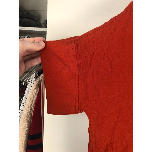 Madewell Novel Orange Shift Dress V-Neck Size Medium Basics Minimalist - Picture 3 of 9